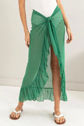 HYFVE ruffle trim cover-up sarong skirt in lightweight fabric, featuring a stylish design perfect for beach or poolside wear