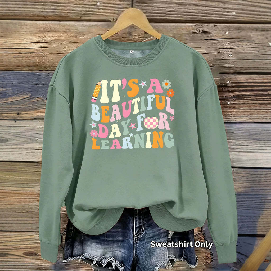 Women's Printed Lantern-Sleeve Sweatshirt