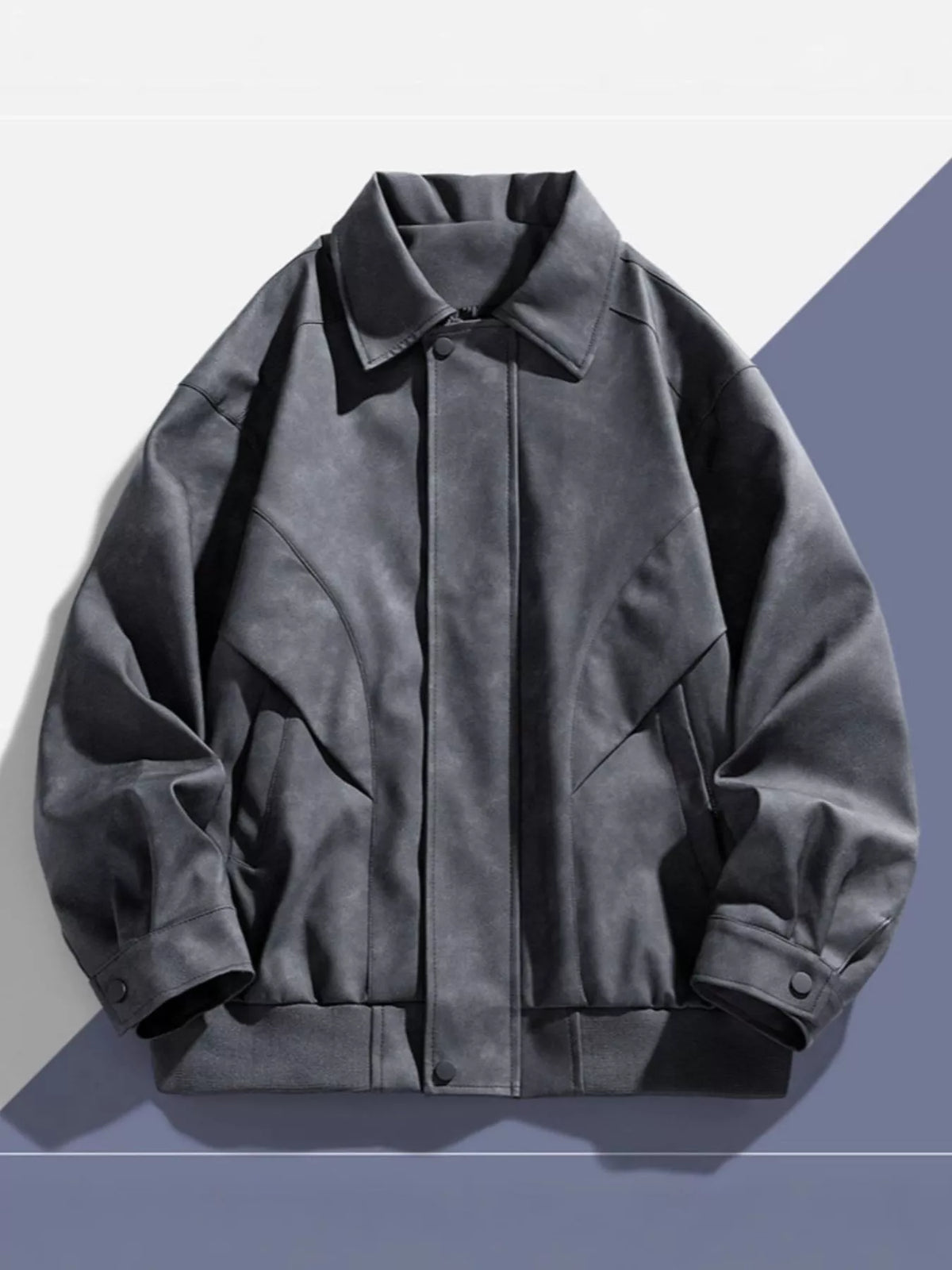 Men's plus size long sleeve button-up casual jacket, view 4
