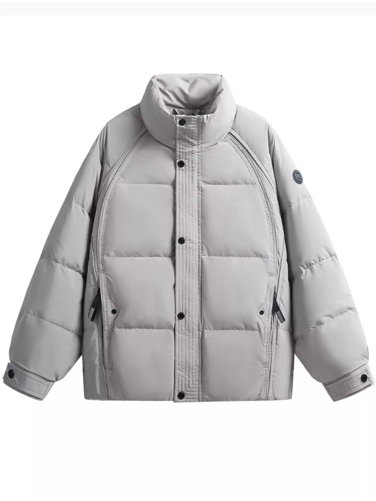 Men's plus size stand collar puffer jacket, view 5