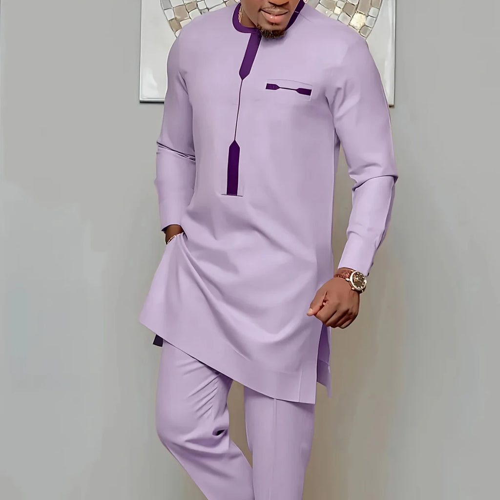 Men's Printed Dashiki Two-Piece Set