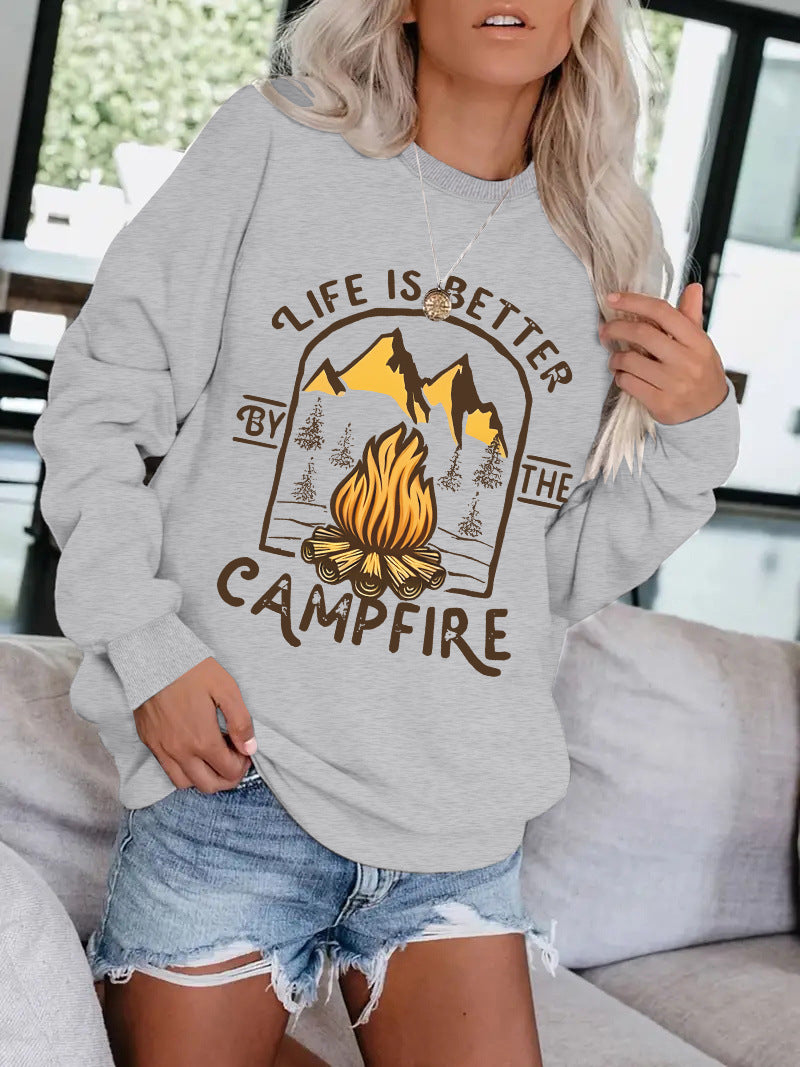 Camping Print Pullover Hoodie
