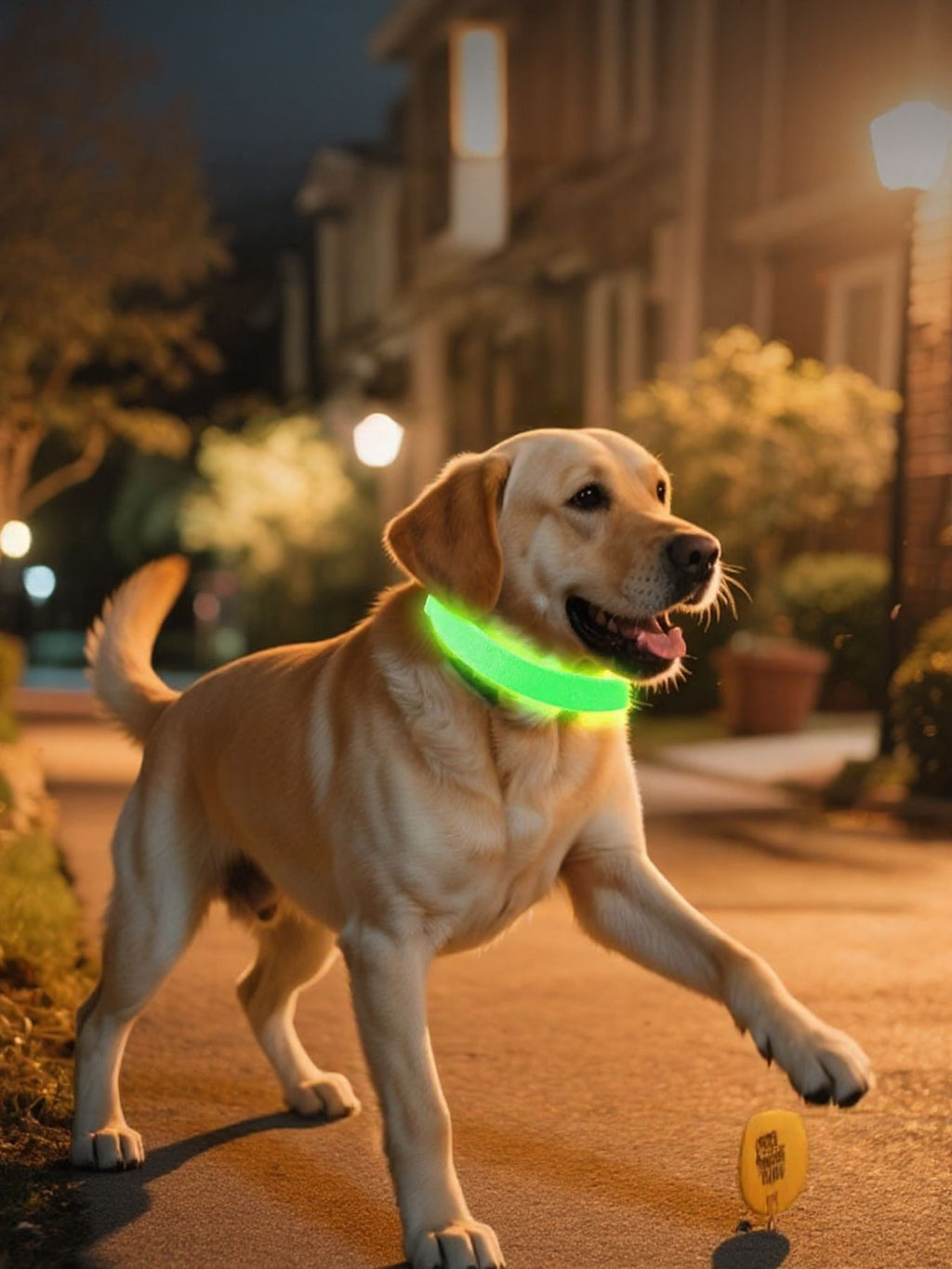 LED glowing pet collar from Trendsi with bright illumination for night safety, adjustable strap, and durable design.