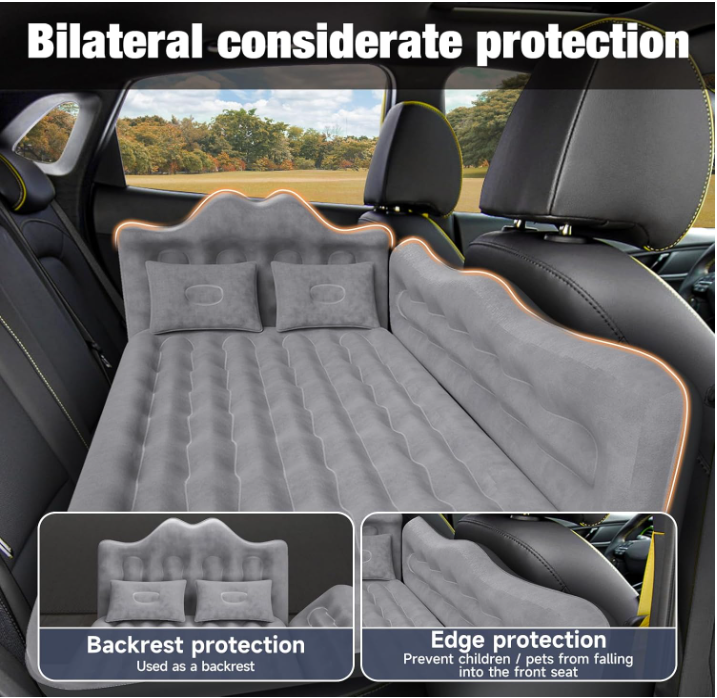 Inflatable Rear-Seat Car Camping Mattress – Dark Gray