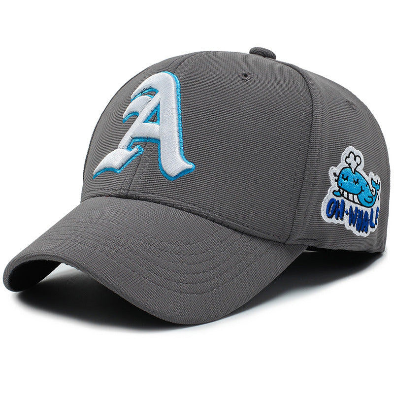 Gothic Letter-A Whale Embroidered Baseball Cap