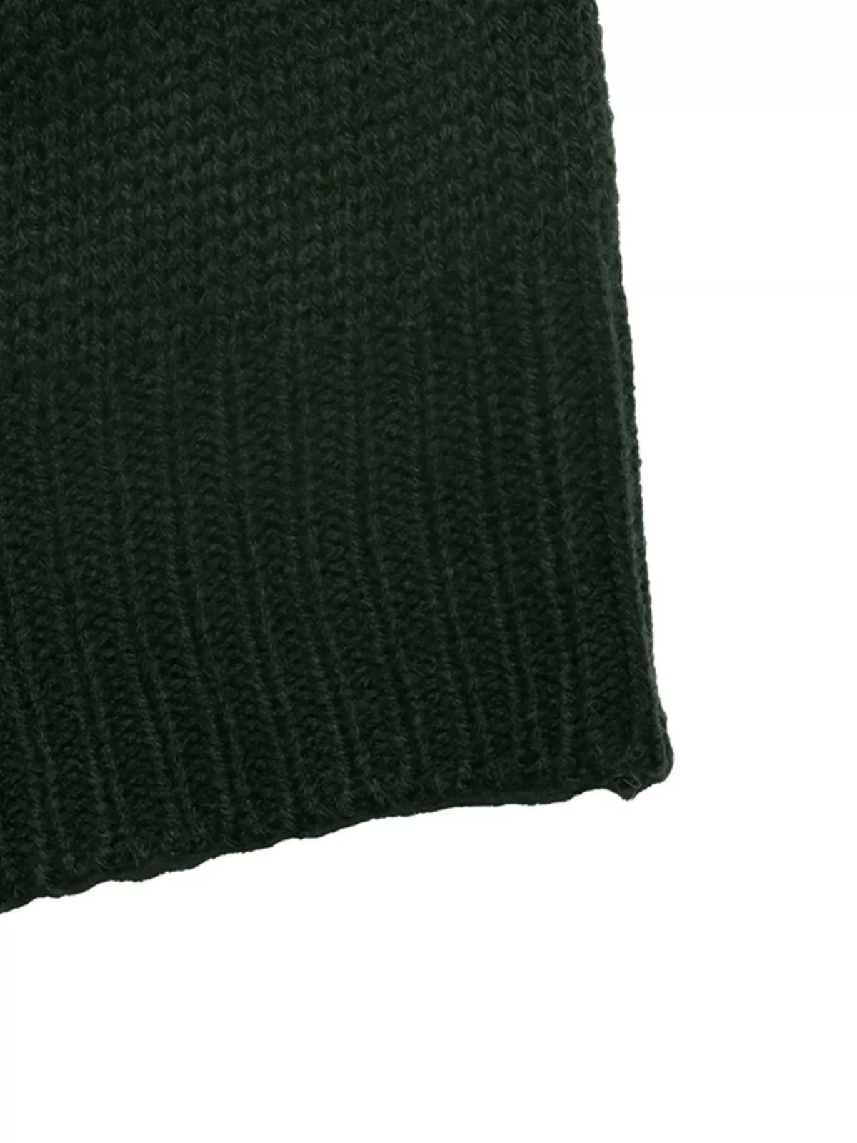 Dark green Christmas tree pattern round neck sweater, view 9