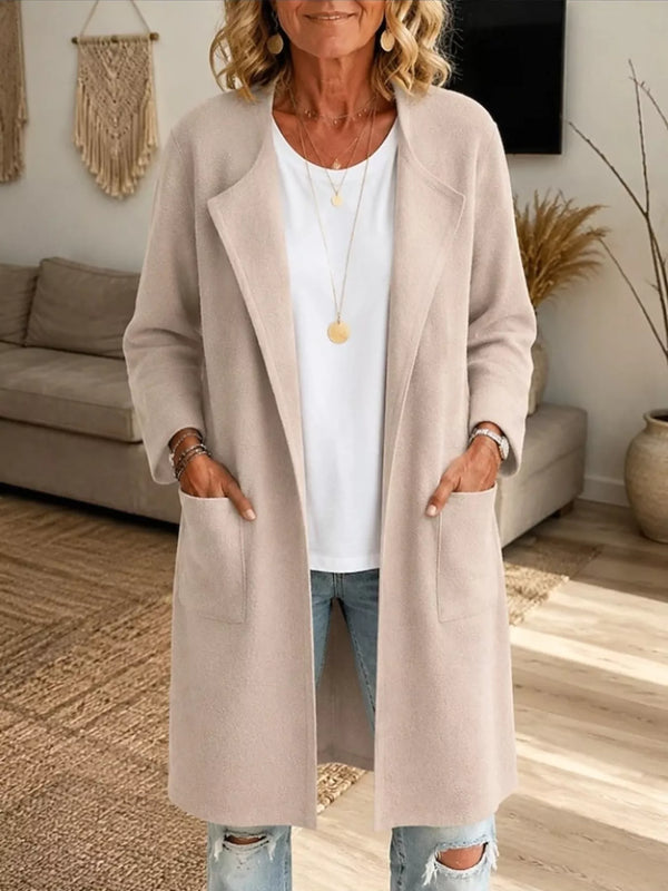 Plus-size open-front longline knit outerwear