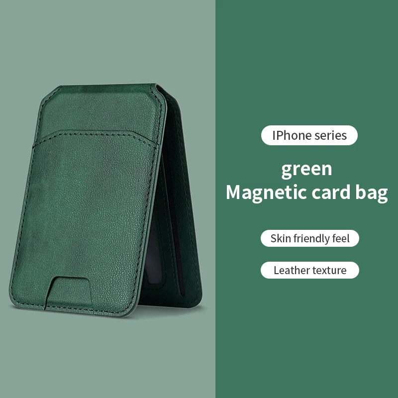 Magnetic Leather Phone Card Wallet