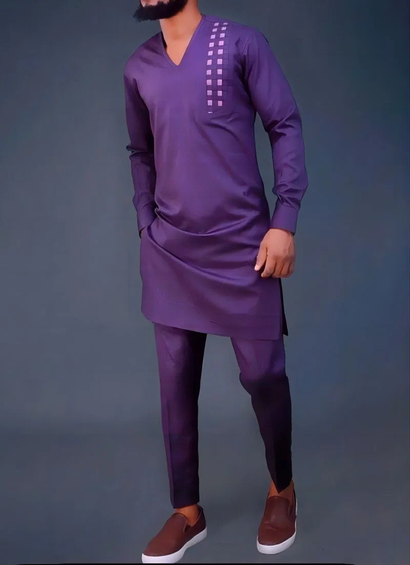 Men's Printed Dashiki Two-Piece Set