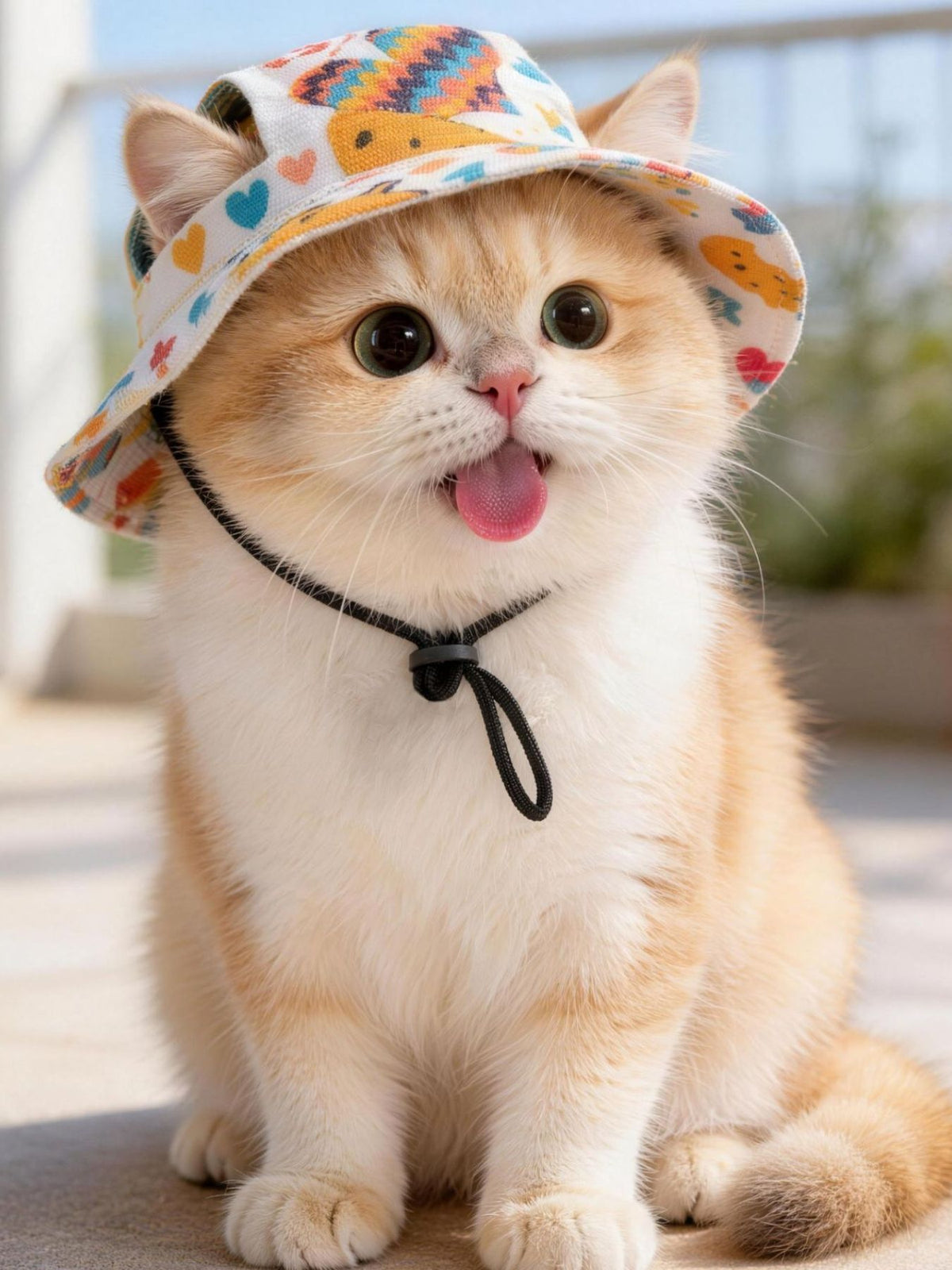 Adjustable chin strap pet bucket hat by Trendsi featuring a wide brim and lightweight fabric for sun protection and comfort.