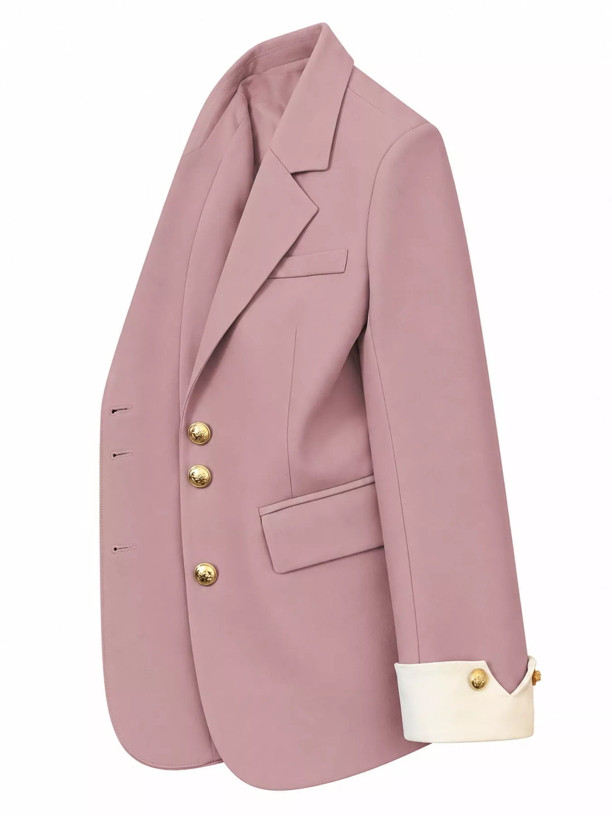 Plus size single-breasted blazer with gold button accents, view 29