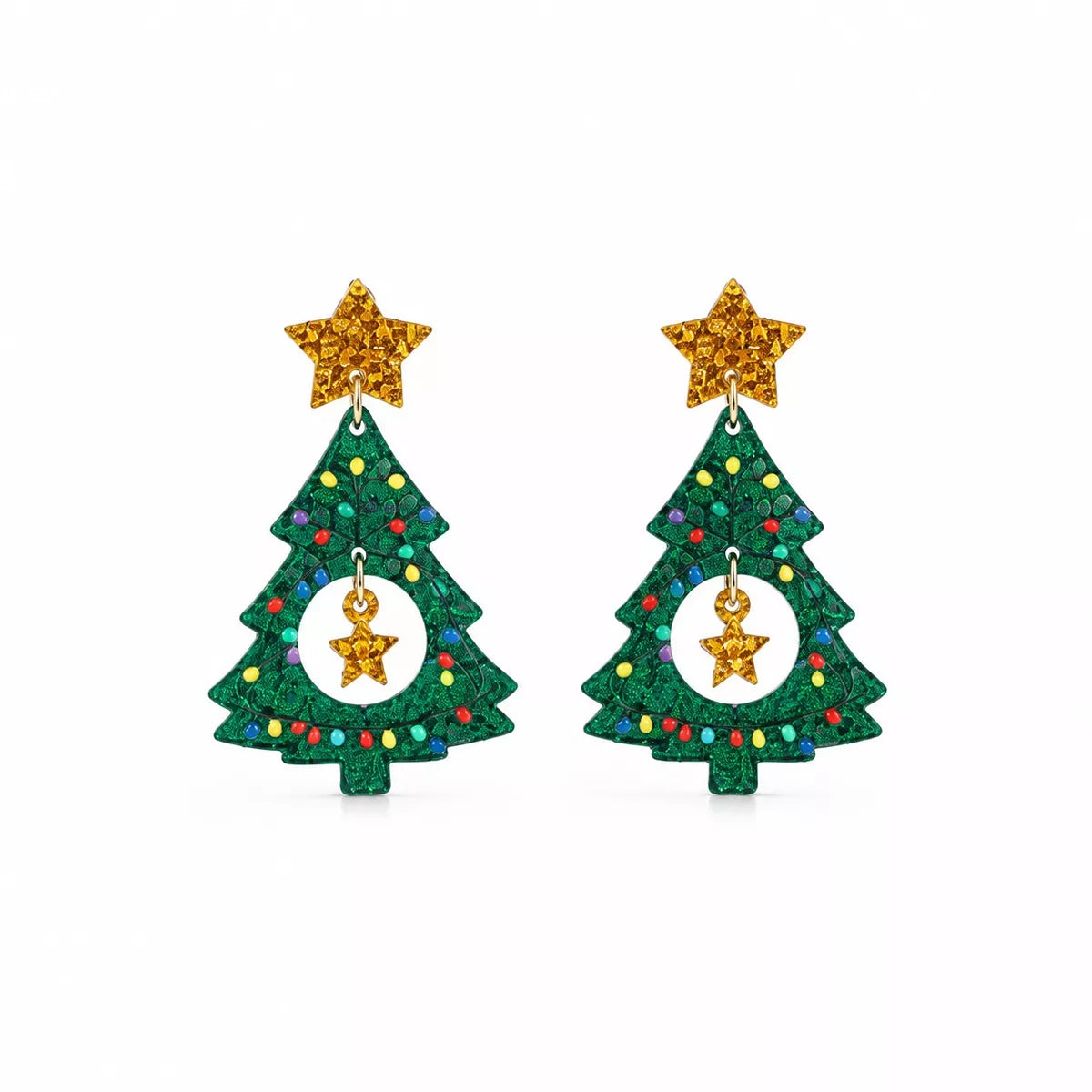 Red Christmas tree and stocking dangle earrings, 2 pairs, view 5