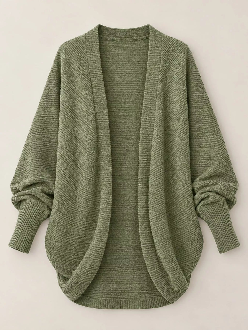 Open-front ribbed batwing sleeve cardigan, view 42