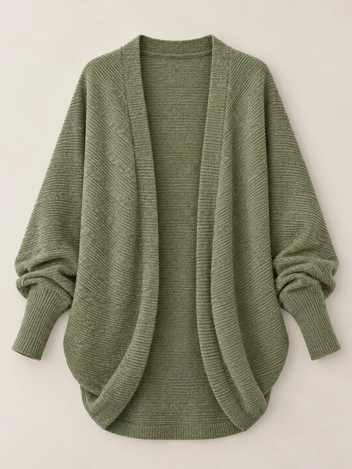 Open-front ribbed batwing sleeve cardigan, view 42
