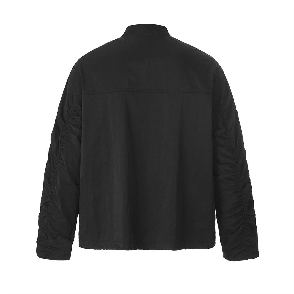 Men's Black Striped Nylon Zip Jacket