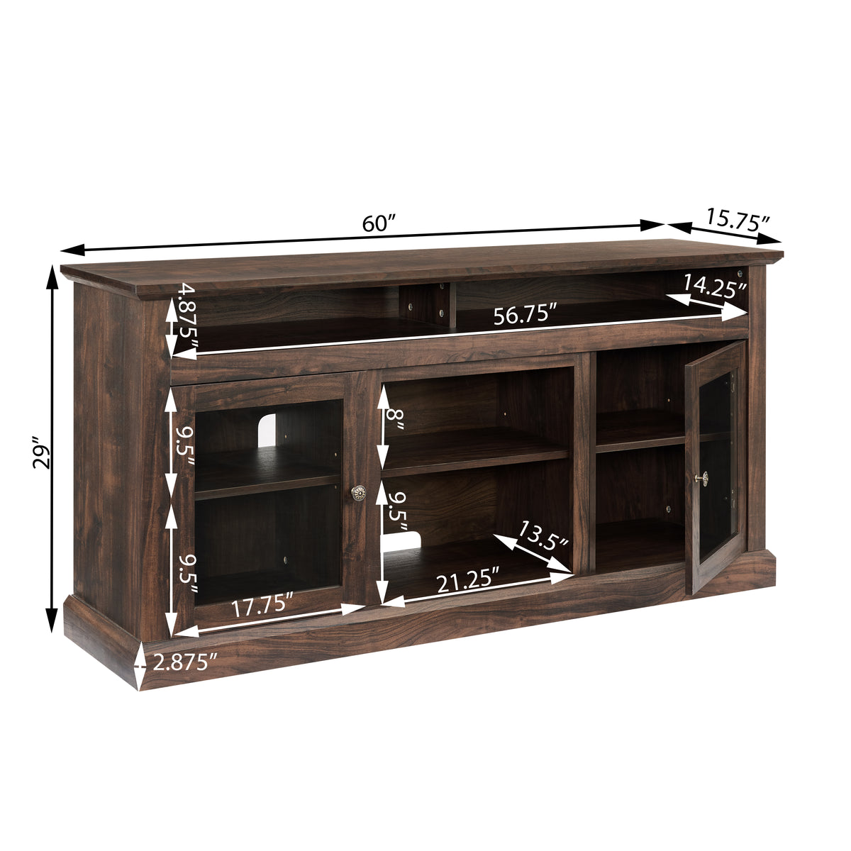 Contemporary TV Media Stand Modern Entertainment Console Brown