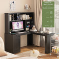 L-Shaped Desk with Drawers, Bookshelf & Charging Station