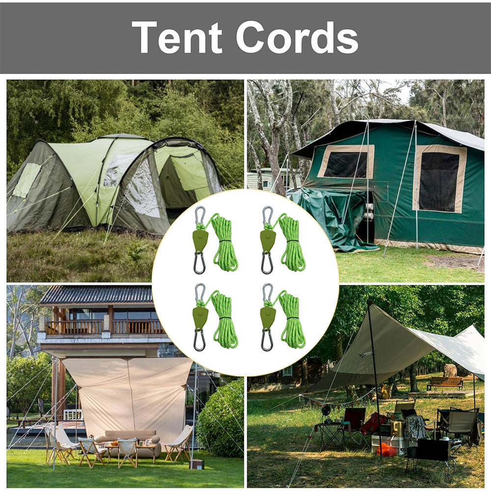 Outdoor camping canopy wind rope tent rope pulley adjuster windproof rope light fixture buckle hanging rope adjustable lifting
