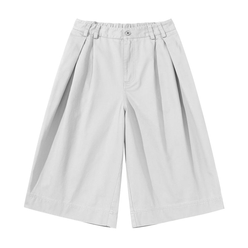 l Loose Wide-Leg Seven-Eighth Pants Men Simple Basic Versatile Shorts