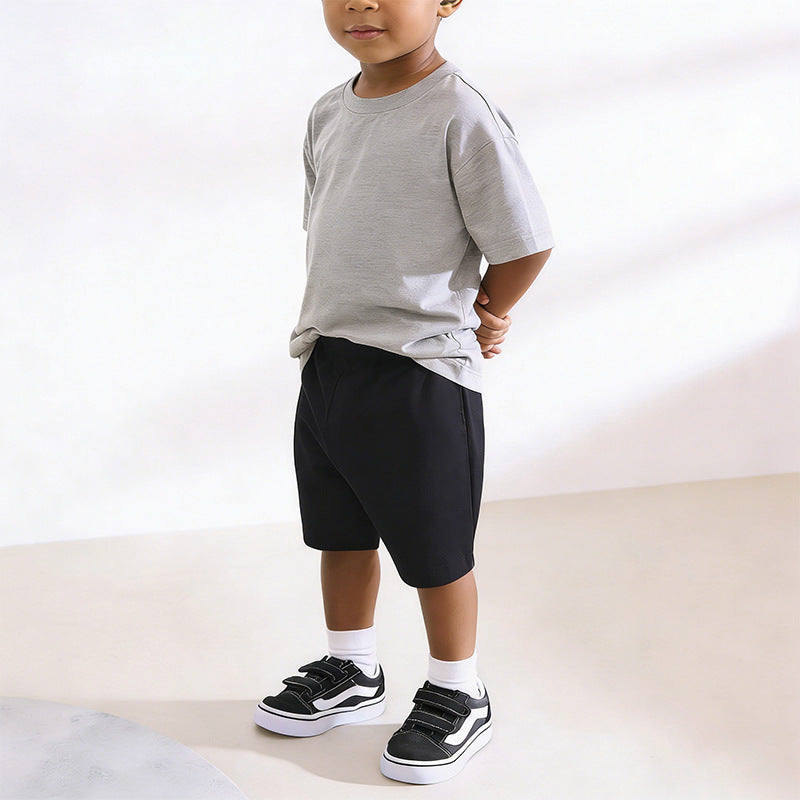 Boys' Elastic-Waist Cotton Sports Shorts