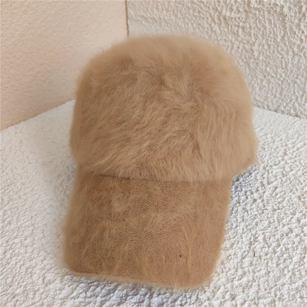 Winter soft imitation fur baseball cap women  Solid color warm baseball caps for women outdoor Casual eprolo