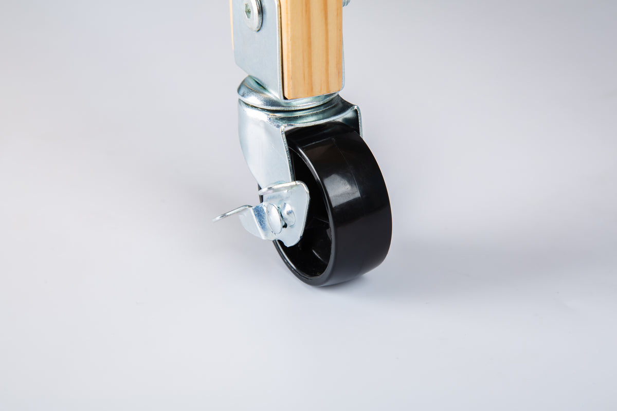 Black Rolling Kitchen Island with Extendable Rubber-Wood Top
