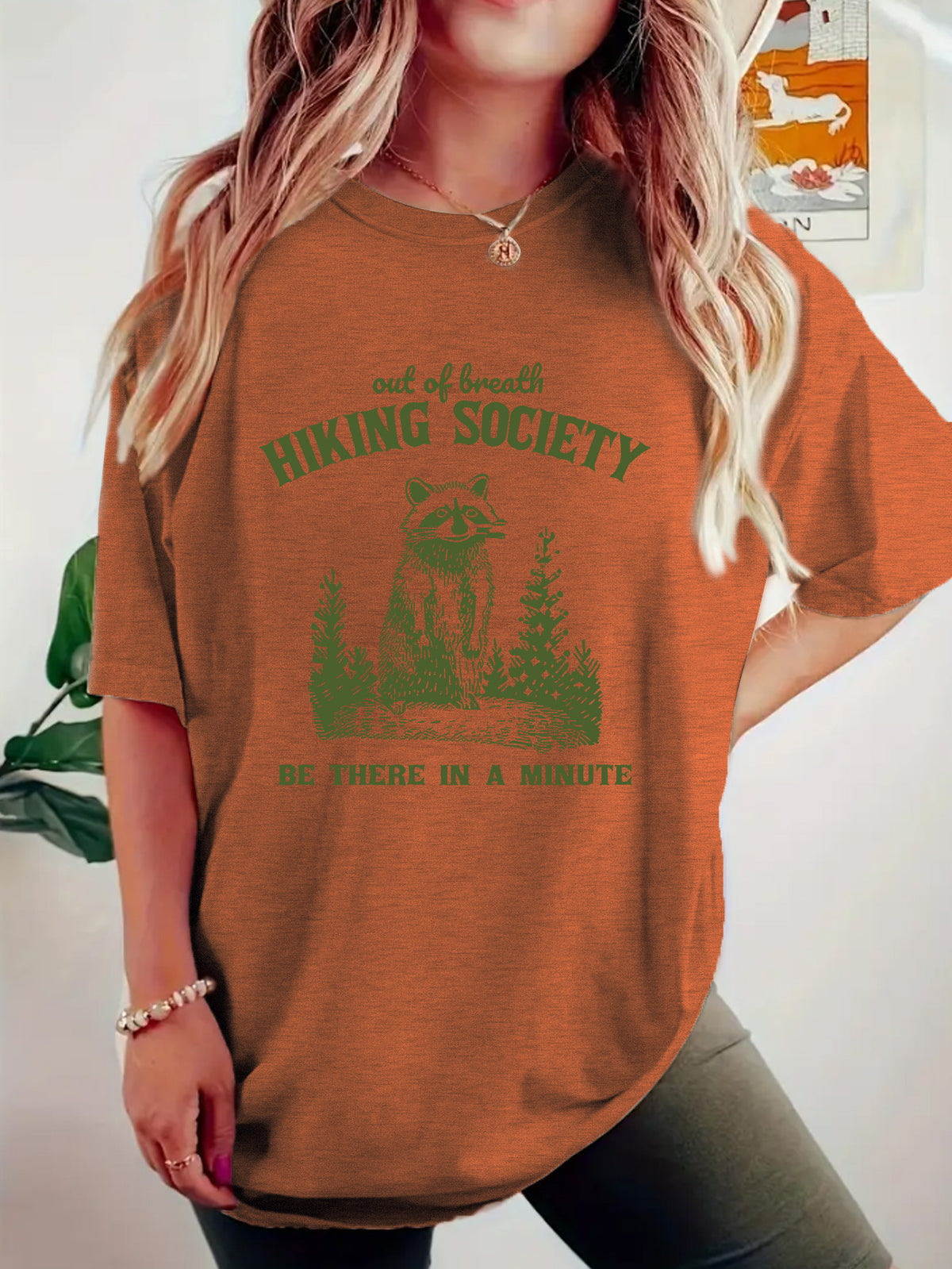 Short sleeved t-shirt printed with HIKING pattern