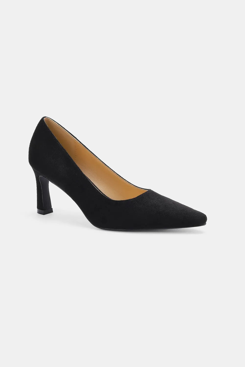 Beast Fashion faux suede point toe pumps in neutral color, stylish women’s footwear from Trendsi.