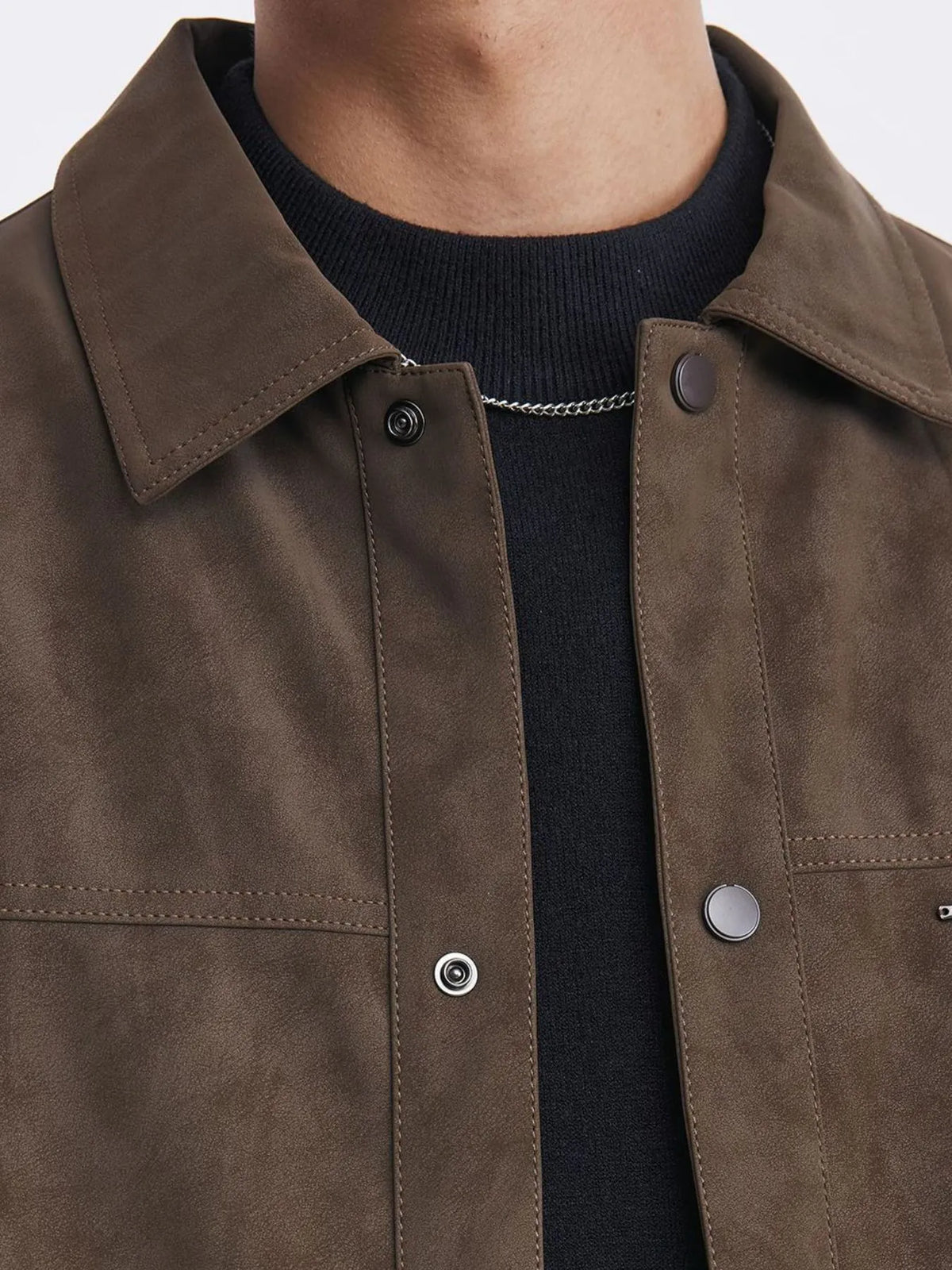 Men's plus size button-up long sleeve jacket, view 4