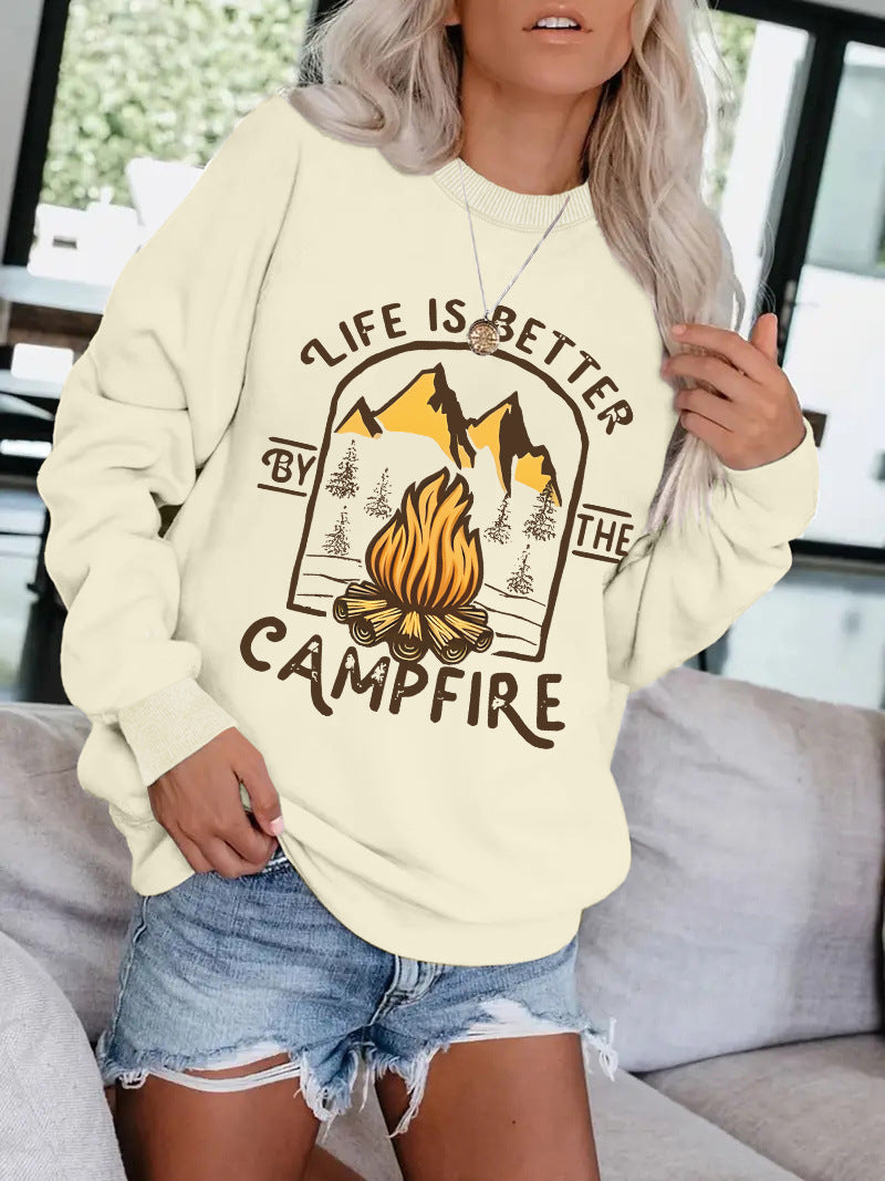 Camping Print Pullover Hoodie