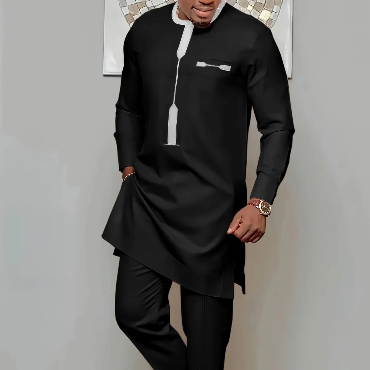 Men's Printed Dashiki Two-Piece Set