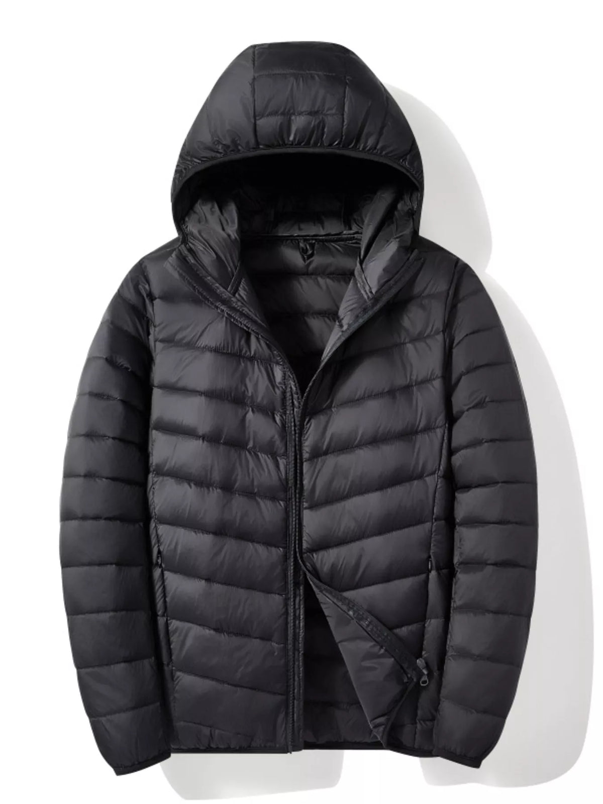 Men's plus size lightweight zip-up puffer jacket, view 6
