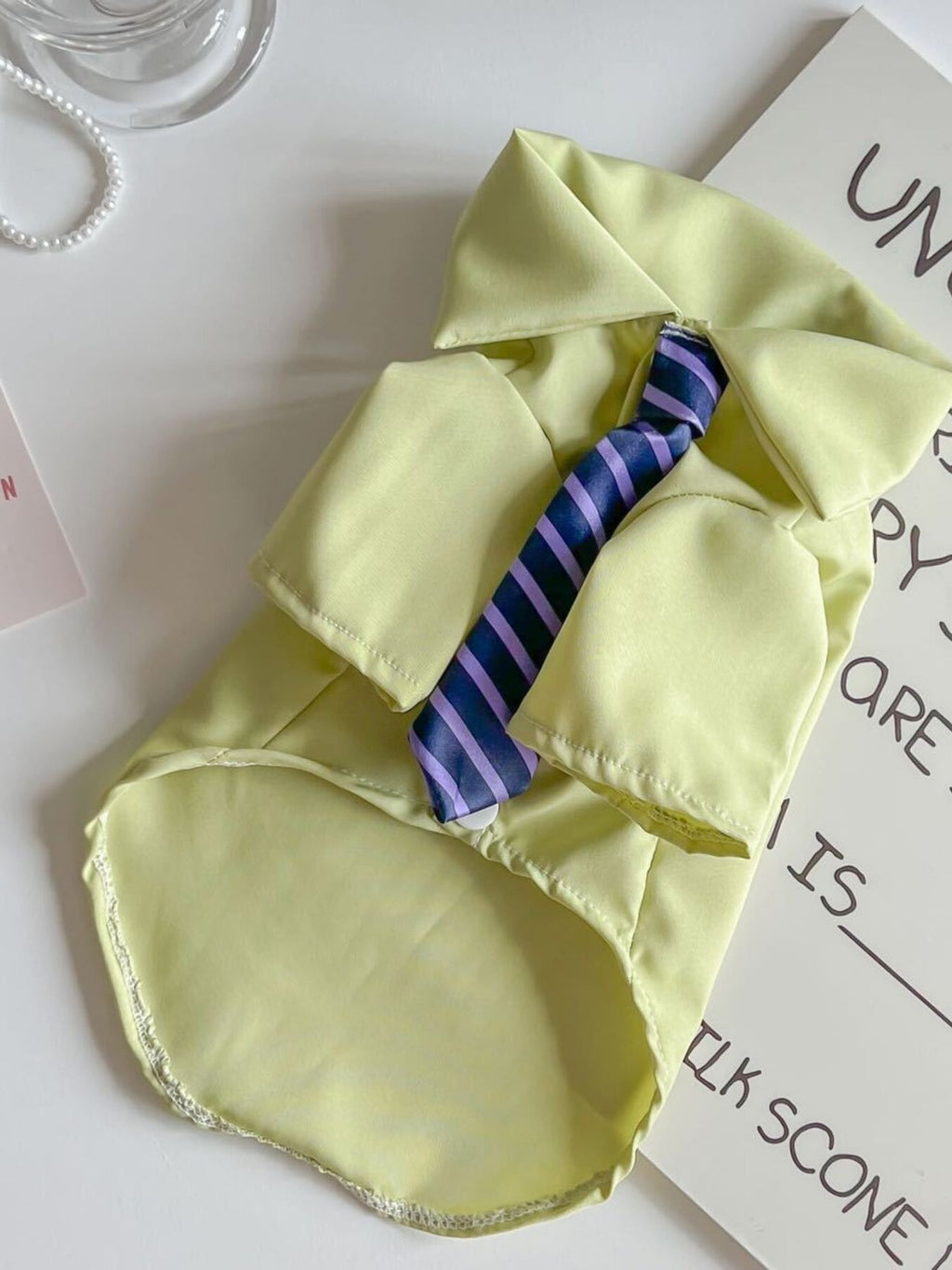 Pet shirt with a striped tie from Trendsi featuring a comfortable fit and stylish design for small dogs or cats.