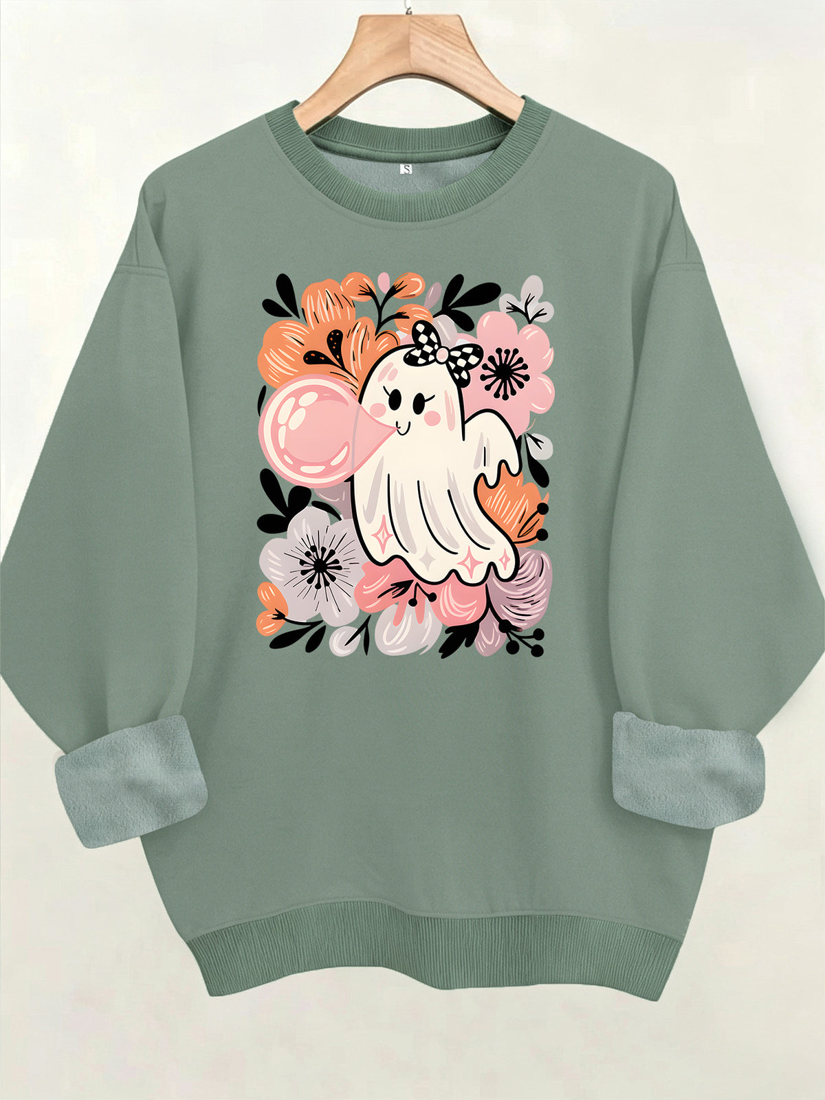 Women's Printed Lantern-Sleeve Crewneck Sweatshirt