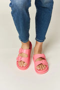 Trendsi Legend double buckle open toe sandals with stylish straps and open toe design, perfect for casual summer wear.