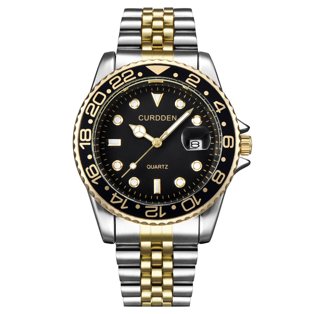 Men’s Steel-Band Quartz Calendar Watch