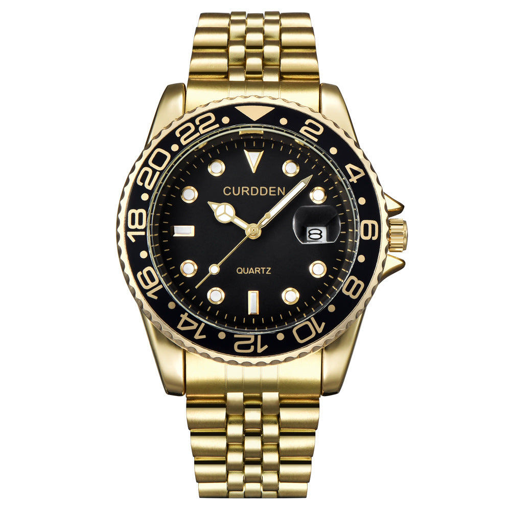 Men’s Steel-Band Quartz Calendar Watch
