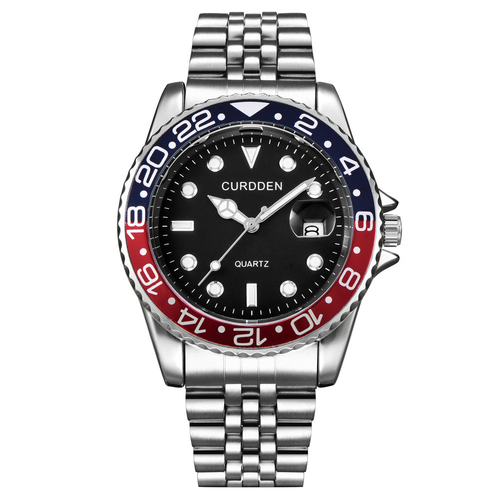 Men’s Steel-Band Quartz Calendar Watch