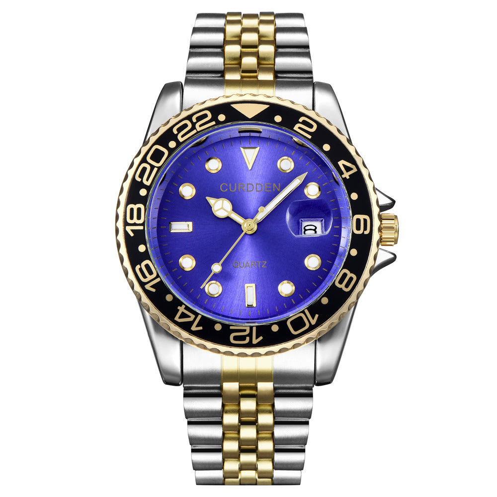 Men’s Steel-Band Quartz Calendar Watch