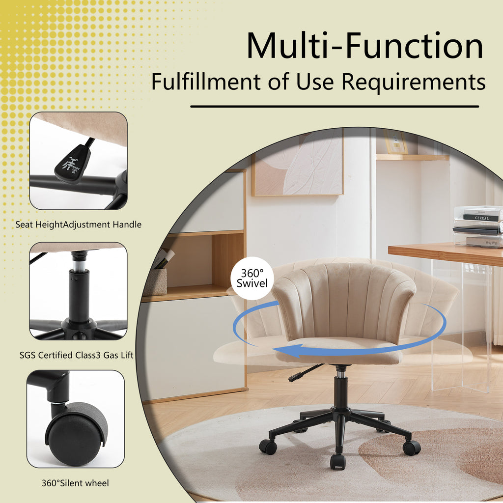 Gray & Black Velvet Swivel Office Chair