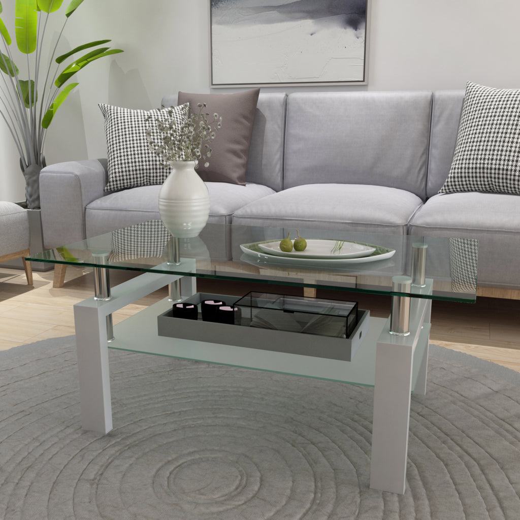 Modern White & Clear Coffee Table