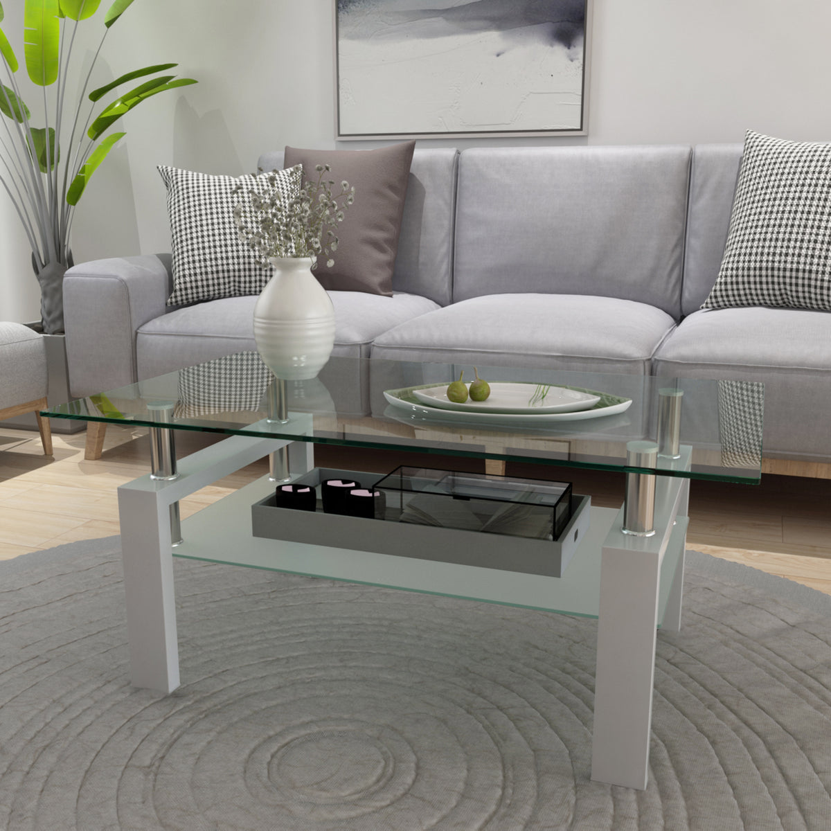 Modern White & Clear Coffee Table
