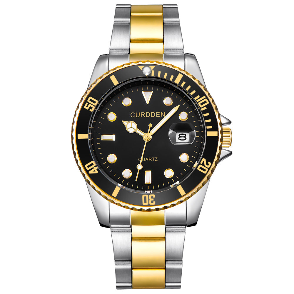 Men’s Steel-Band Quartz Calendar Watch