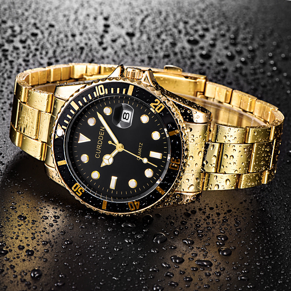 Men’s Steel-Band Quartz Calendar Watch