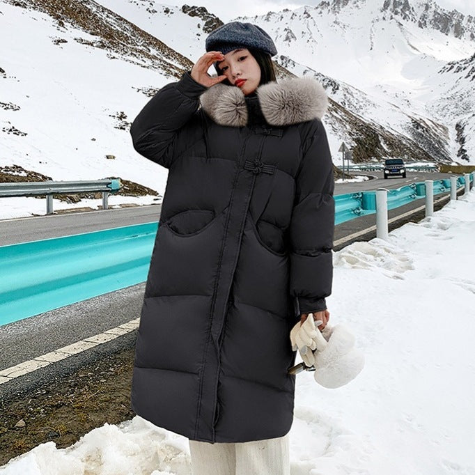 Women's Long Puffer Coat with Large Fur Collar - Winter Fashion Quilted Jacket eprolo