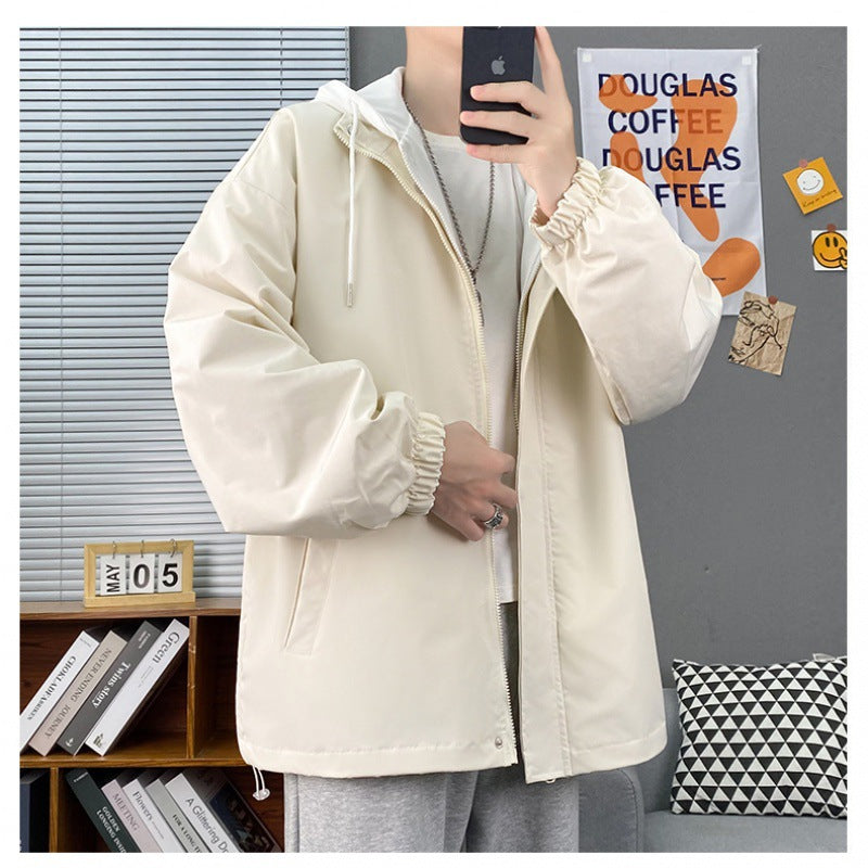 Autumn Breathable Fake 2 Pcs Hooded Jacket Bomber Jacket Men's Jackets
