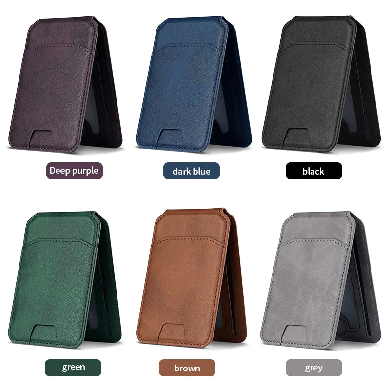 Magnetic Leather Phone Card Wallet