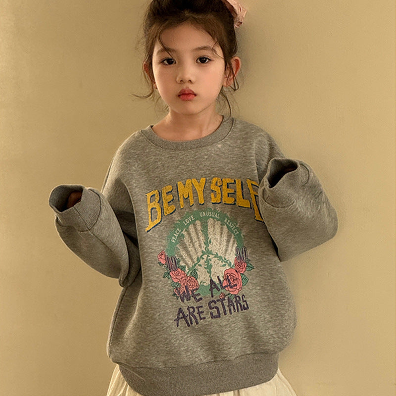 Kids' Unisex Cotton Fleece-Lined Hoodie – Light Gray