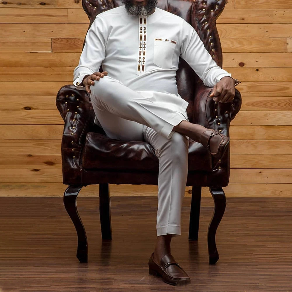 Men's Printed Dashiki Two-Piece Set