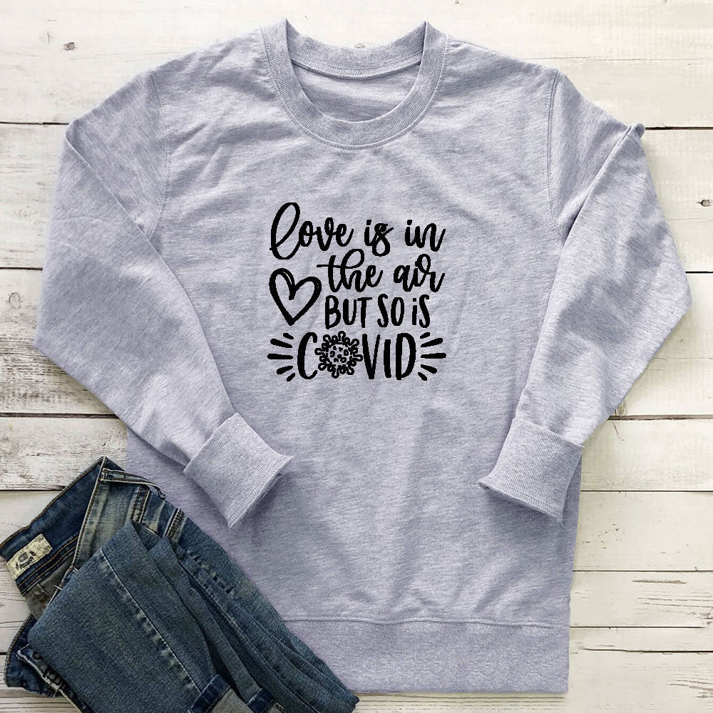 Letter printed round neck hoodie